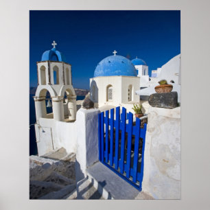 Poster Grèce et île grecque de Santorin ville d'Oia 3