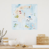 Poster Grèce Illustré aquarelle murale (Cuisine)