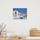 Poster Grèce, Santorin. Clocher et dômes bleus de 2 (Cuisine)