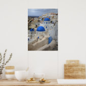 Poster Grèce, Santorin. Clocher et dômes bleus de 3 (Cuisine)