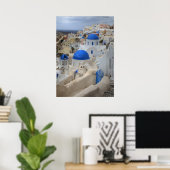 Poster Grèce, Santorin. Clocher et dômes bleus de 3 (Bureau à domicile)