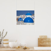 Poster Grèce, Santorin. Tour Bell et dômes bleus de (Cuisine)