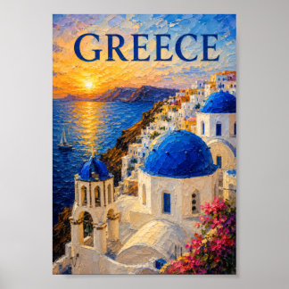Poster Grèce : Souvenir artistique du coucher de soleil r