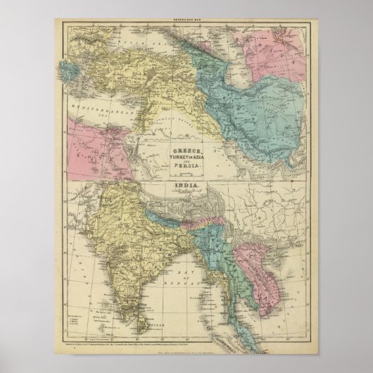 Poster Grèce, Turquie, Perse, Inde (Devant)