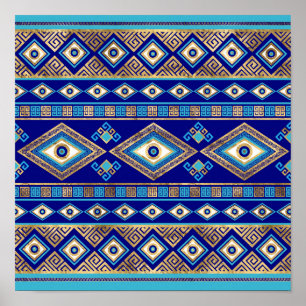 Poster Greek Evil Eye and Meander Key Ornament