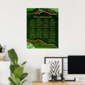 Poster Green and Gold Agate Wedding Seating Chart (Bureau à domicile)
