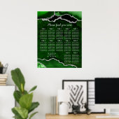 Poster Green and Silver Agate Wedding Seating Chart (Bureau à domicile)