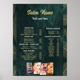 Poster Green Beauty Nail Salon Prix du menu