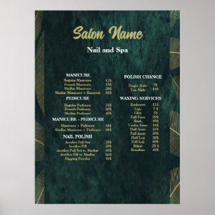 Poster Green Beauty Nail Salon Prix du menu