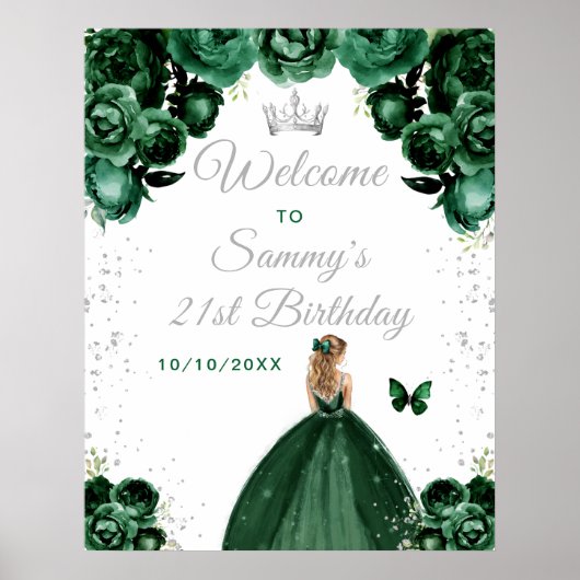 Poster Green Blonde Hair Princesse Anniversaire Bienvenue (Devant)