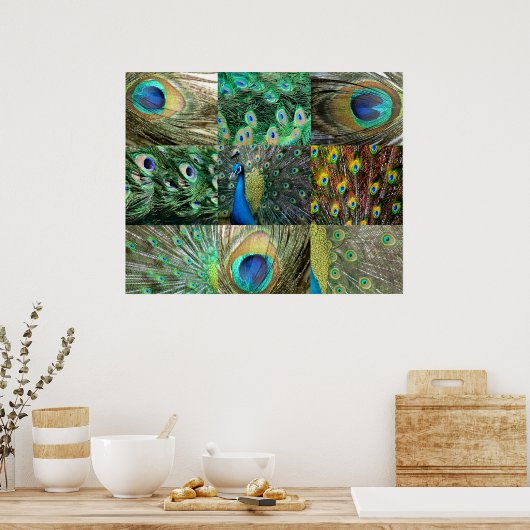Poster Green Blue Peacock photo collage (Cuisine)