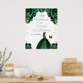 Poster Green Brown Cheveux Princesse Accueil d'anniversai (Cuisine)