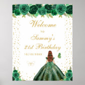 Poster Green Brown Coiffeuse Fille Anniversaire Bienvenue (Devant)