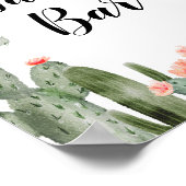 Poster Green Cactus Taco Bar Fête des mariées Rose Floral (Coin)