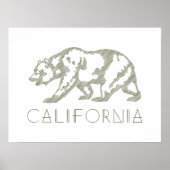 Poster Green California Grizzly Bear Typography Art Print (Devant)