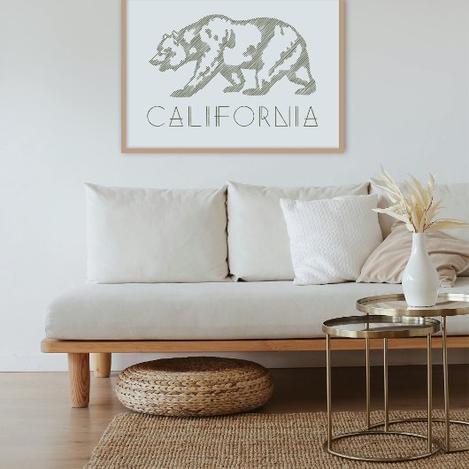Poster Green California Grizzly Bear Typography Art Print