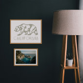 Poster Green California Grizzly Bear Typography Art Print