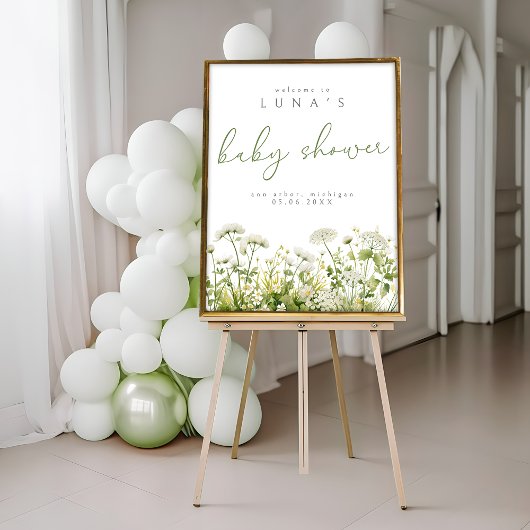 Poster Green Cute Baby In Bloom Fleur sauvage Welcome Pos