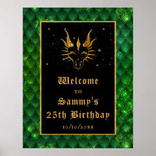 Poster Green Dragon Scales Gold Anniversaire Bienvenue