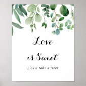 Poster Green Eucalyptus Botanical Love Is Sweet Sign (Devant)