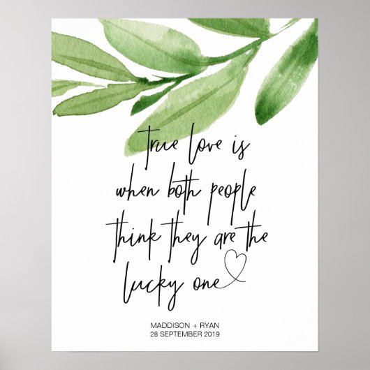 Poster Green Eucalyptus Outdoor Mariage True Love Welcome (Devant)