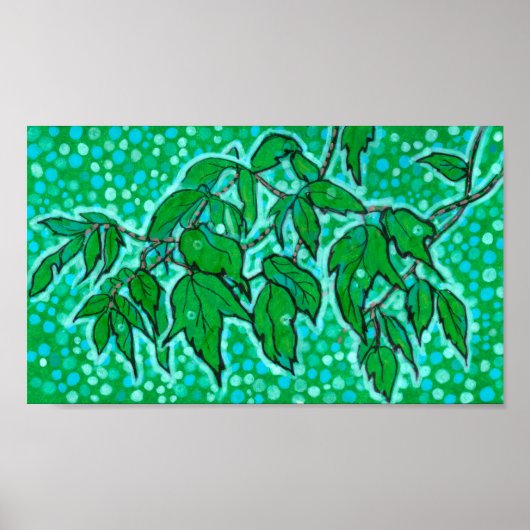 Poster Green Feuille Summer Nature Floral Art Sketch (Devant)