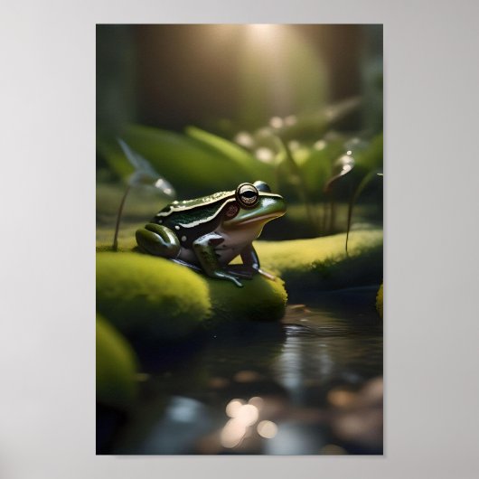 Poster Green Frog Forest Life, (Devant)
