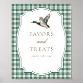 Poster Green Gingham Duck Gender Neutral Favors & Treats (Devant)