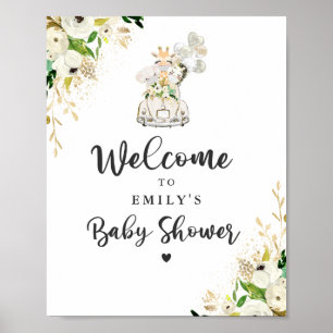 Poster Green Gold Safari Animaux Conduite Par Baby shower