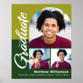 Poster Green Graduation 3 Photo Bold Arch Script Moderne (Devant)