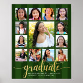 Poster Green Graduation K-12 Photo Collage Gold Script (Devant)