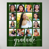 Poster Green Graduation K-12 Photo Collage Stripes Script (Devant)