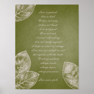 Poster Green grunge leaves