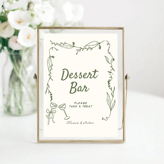 Poster Green Hand Drake Whimsical Dessert Bar