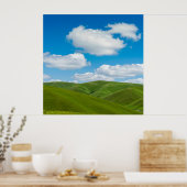 Poster Green Hills with Blue Skies and White Clouds (Cuisine)