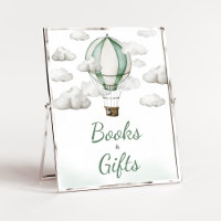 Green Hot Air Balloon Baby shower Livres et cadeau
