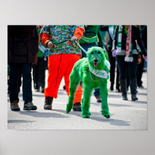 Poster Green Irish Wolfhound Dog St. Patrick's Day Parade