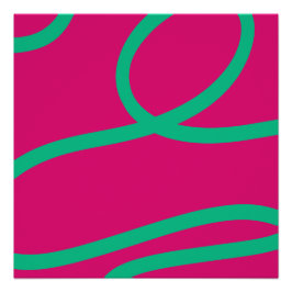 Poster – Green Lines on Pink Perfect Poster