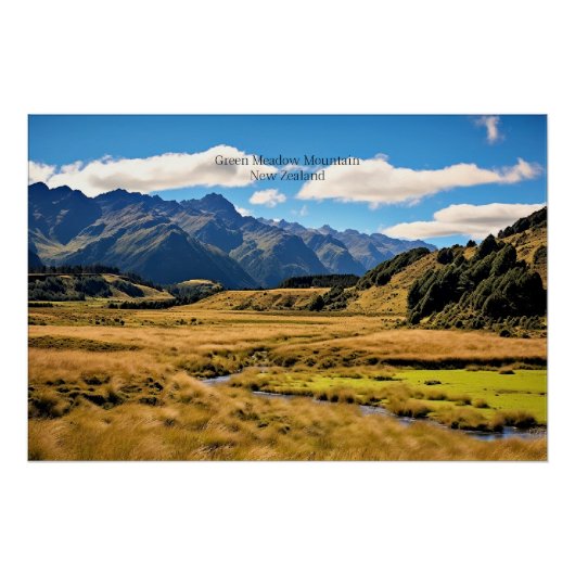 Poster Green Meadow Mountain/IA générée, (Devant)