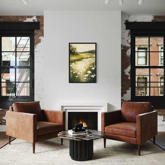 Poster Green Meadow - Paysage Fleur sauvage serein