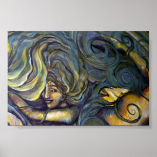 Poster Green Nature Déesse Floral Green Garden Sorcière