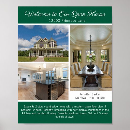 Poster Green Open House Welcome Real Estate Photo (Devant)