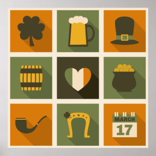 Poster Green & Orange Retro St. Patrick's Day Collage