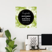 Poster Green Palm Leaves Rainforest Pattern