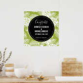 Poster Green Palm Leaves Rainforest Pattern (Cuisine)