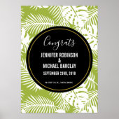 Poster Green Palm Leaves Rainforest Pattern (Devant)