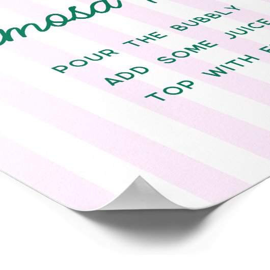 Poster Green Palms Pink Stripes Mimosa Bar (Coin)