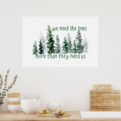 Poster Green Pine Forest We Need the Trees (Cuisine)