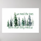 Poster Green Pine Forest We Need the Trees (Devant)
