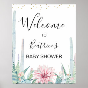 Poster Green Pink Taco Bout Un Baby shower Bébé Bienvenue